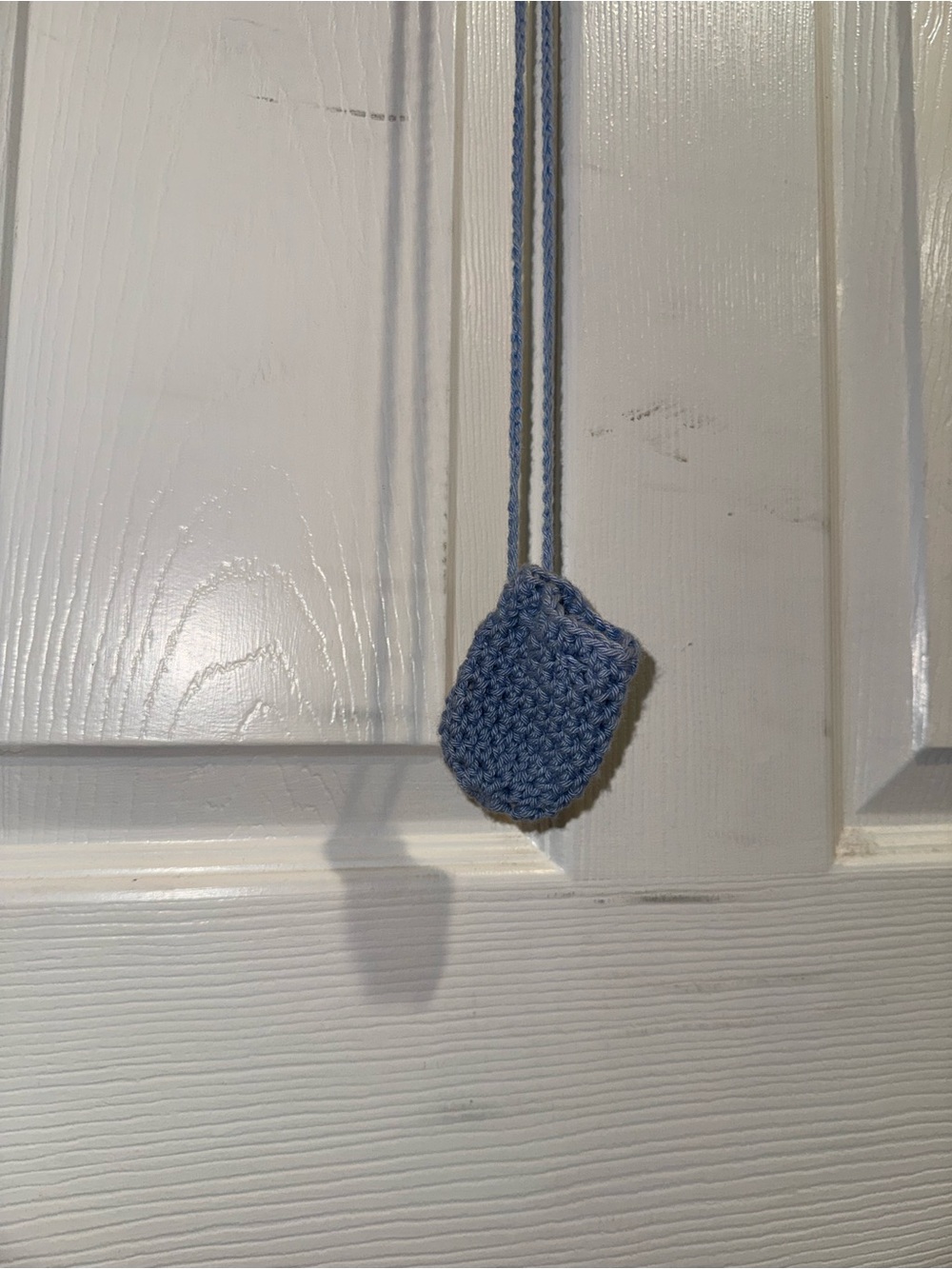 Handmade blue crochet micro pouch